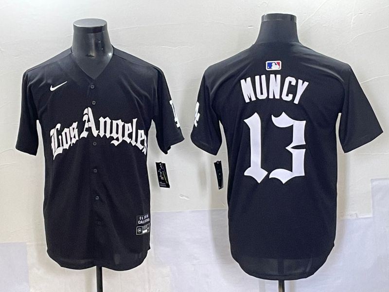 Men 2025 Los Angeles Dodgers #13 Muncy Black Five generations Joint Name Nike MLB Jersey style 1